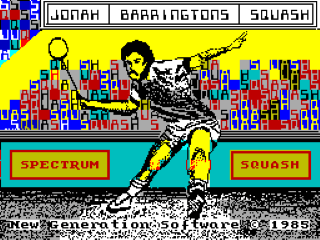 Jonah Barrington’s Squash title screen for ZX Spectrum